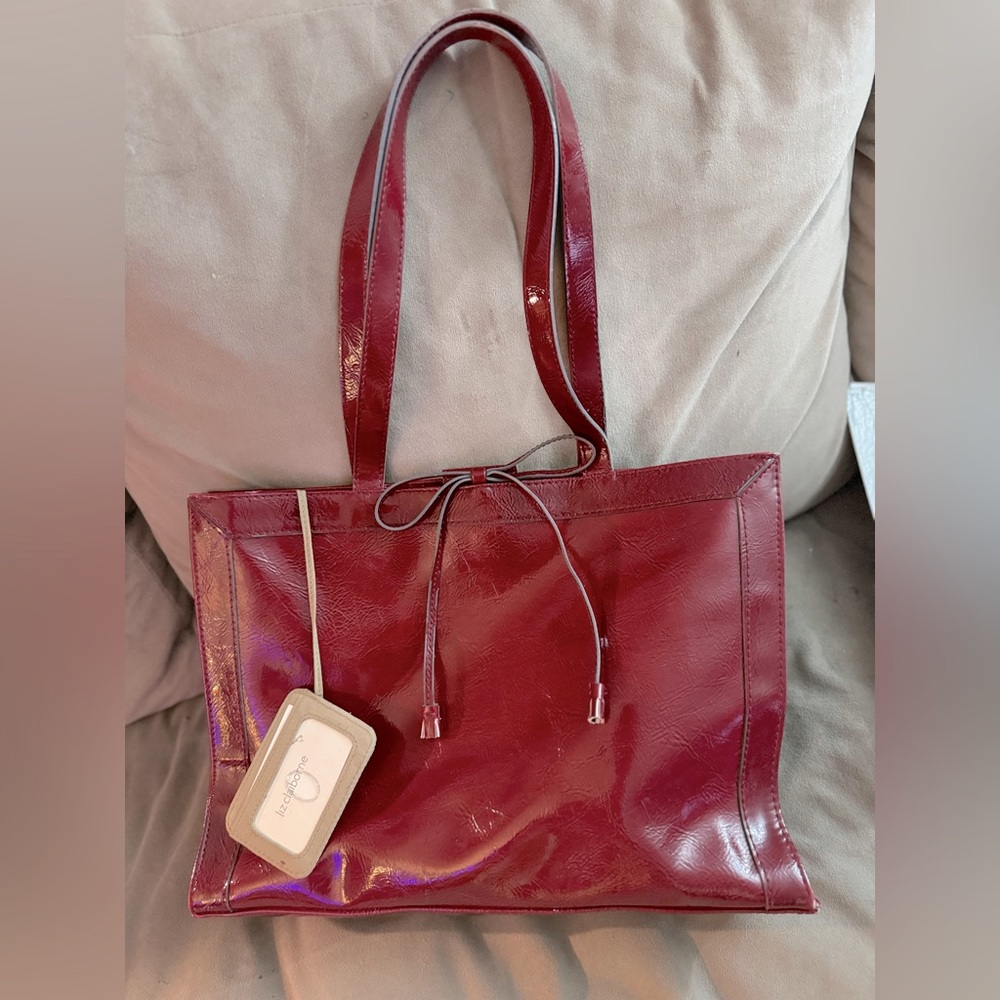 Red leather shoulder purse